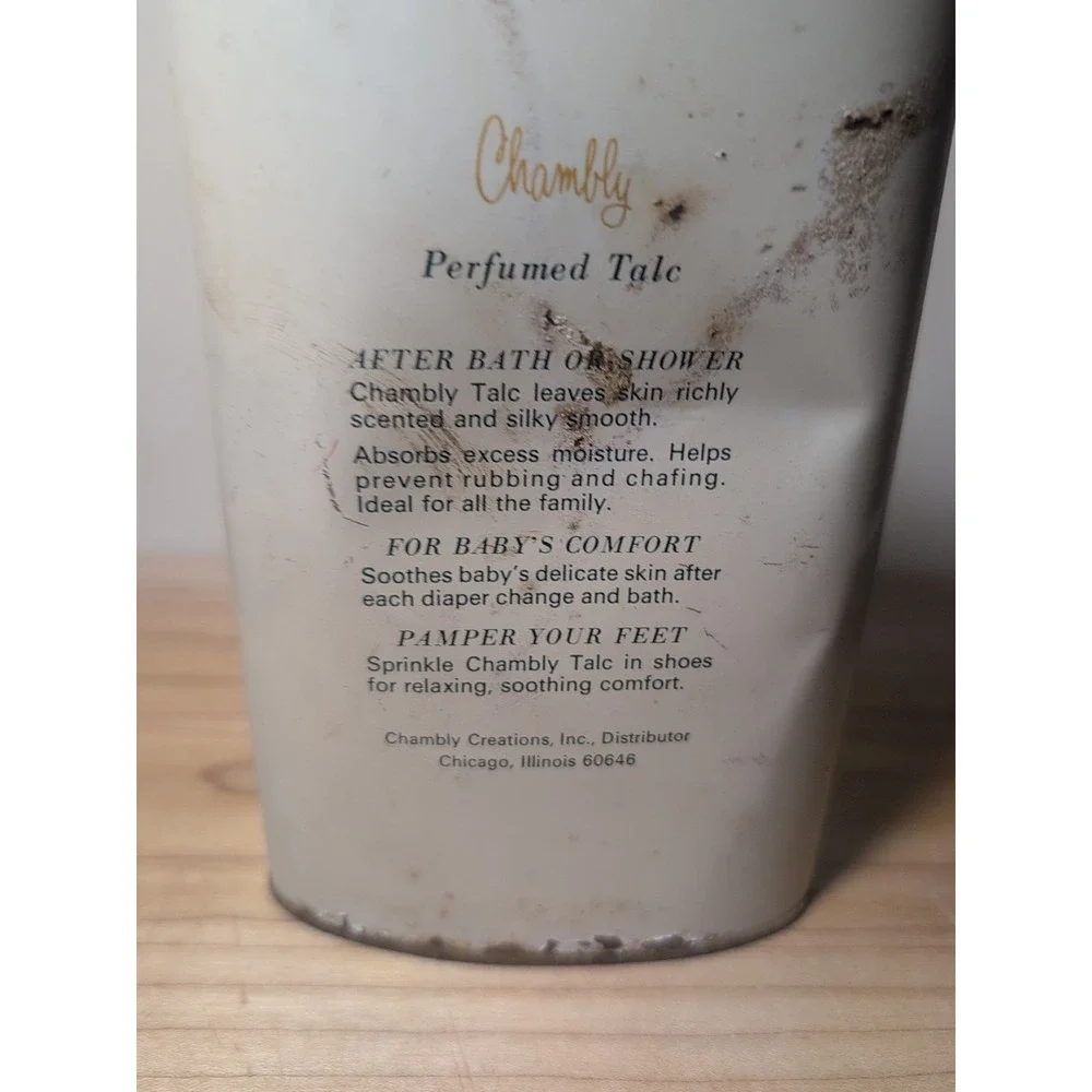 Vintage Tin Chambly Perfumed Talc Lilac Powder Container